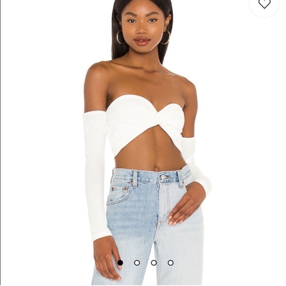 Revolve SuperDown White Off Neck Twist top - Picture 2 of 7